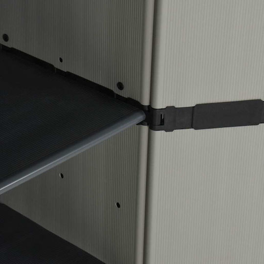 Single-Leaf Plastic Cabinet with Locking Capability with 3 Shelves Grey / Black 34x40x168 cm