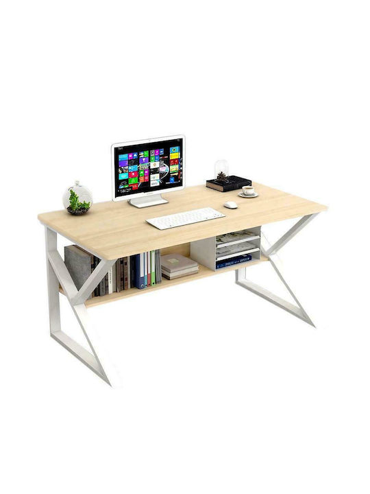 Schreibtisch Holz White / Sonoma mit Metallbeinen 100x48x72cm
