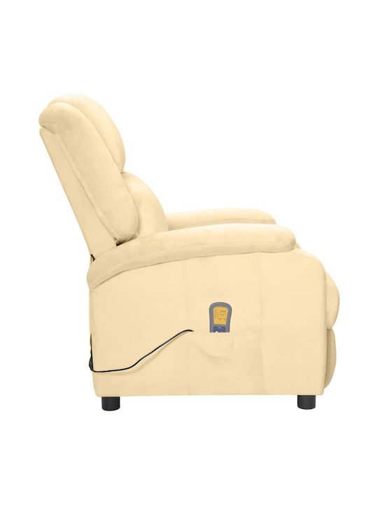 Πολυθρόνα Relax Massage με Υποπόδιο Βελούδινη Κρεμ 70x93x98cm
