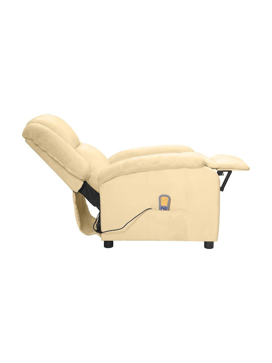 Πολυθρόνα Relax Massage με Υποπόδιο Βελούδινη Κρεμ 70x93x98cm