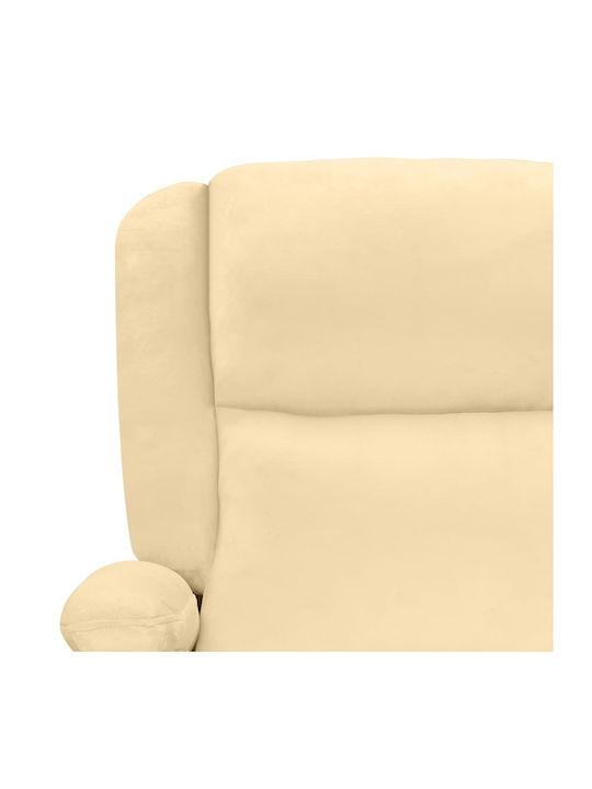 Πολυθρόνα Relax Massage με Υποπόδιο Βελούδινη Κρεμ 70x93x98cm