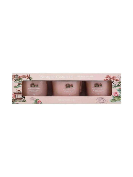 Yankee Candle Lumânare Aromată Borcan cu Aromă Grădina liniștită Roz 37gr 3buc