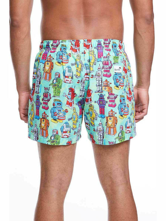 Boardies Robots Men's Swimwear Shorts Green with Patterns