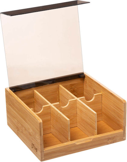 5Five Κουτί για Τσάι με Καπάκι Ξύλινο Μαύρο 22x21x10cm 5Five Κουτί για Τσάι με Καπάκι Ξύλινο Μαύρο 22x21x10cm
