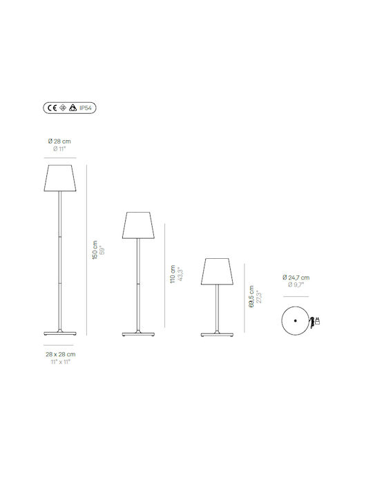 Zafferano Poldina Pro XXL Außenstehlampe LED Für Außenbereich Mit Warmes Weiß Licht IP54 Weiß