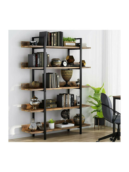 Bookcase Almond Walnut / Black 119x27x185cm