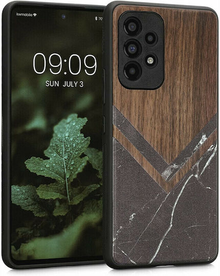 KWmobile Wood and Marble Back Cover Ξύλινη Black / White / Dark Brown (Galaxy A53)