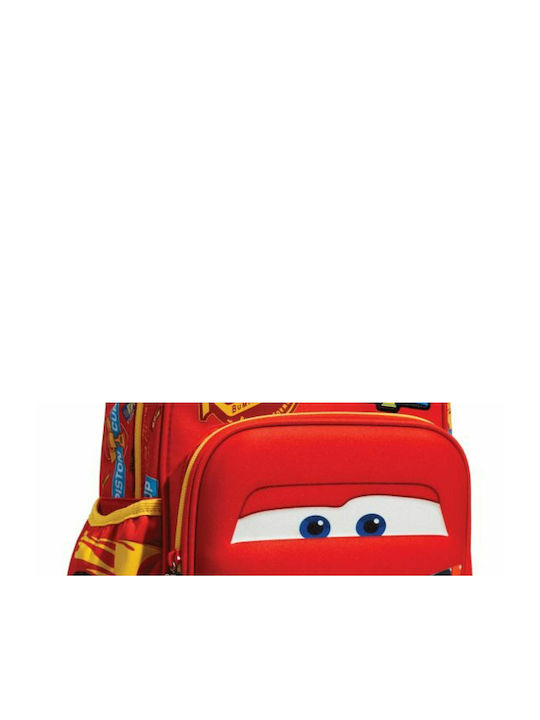 Gim Cars Badges Σχολική Τσάντα Τρόλεϊ Νηπιαγωγείου Κόκκινη με Θήκη για Παγούρι 12lt 2026