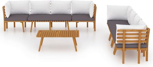 Garten- und Outdoor-Möbelsets 8 Stück Akazie mit Kissen