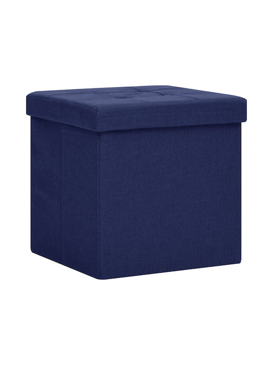 Stool For Living Room Collapsible With Storage Space Upholstered with Fabric Blue 38x38x38cm