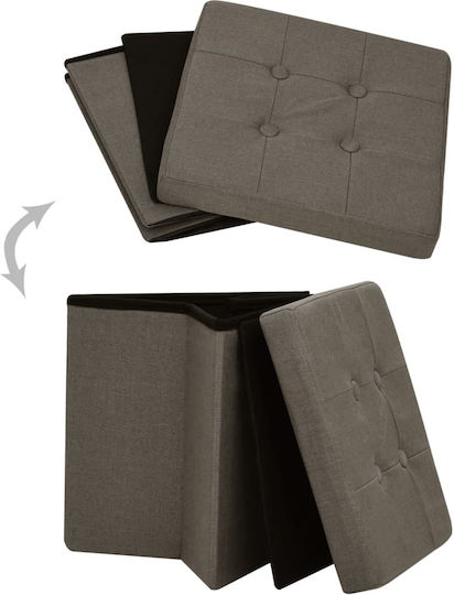 Stool For Living Room Collapsible With Storage Space Upholstered with Fabric Coffee 38x38x38cm
