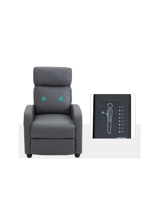 Fotoliu Relax Masaj din Piele Ecologică Gri 68x88x98cm