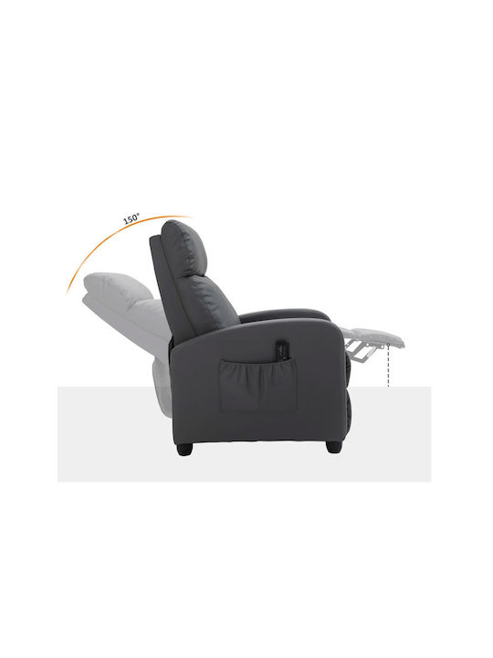Fotoliu Relax Masaj din Piele Ecologică Gri 68x88x98cm