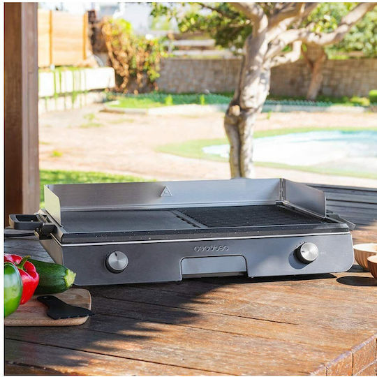Cecotec Perfect Roast 3000 Tabletop Electric Grill Smooth and Ribbed Plate 3000W Inox with Adjustable Thermostat 30cmx50cmcm