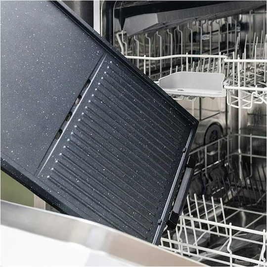 Cecotec Perfect Roast 3000 Tabletop Electric Grill Smooth and Ribbed Plate 3000W Inox with Adjustable Thermostat 30cmx50cmcm
