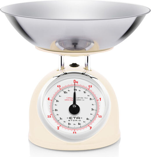 ETA Αναλογική Ζυγαριά Κουζίνας με Κάδο έως 5kg Μπεζ