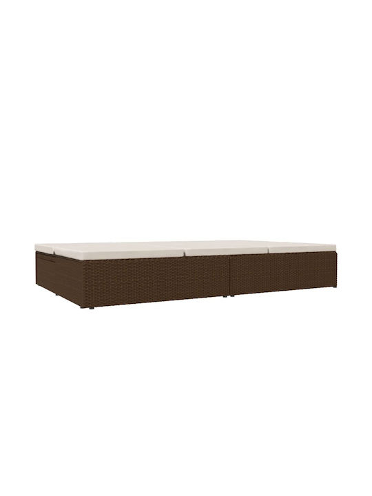 Liegestuhl-Bett Dreisitzer Rattan mit Kissen Braun 200x121x31cm.