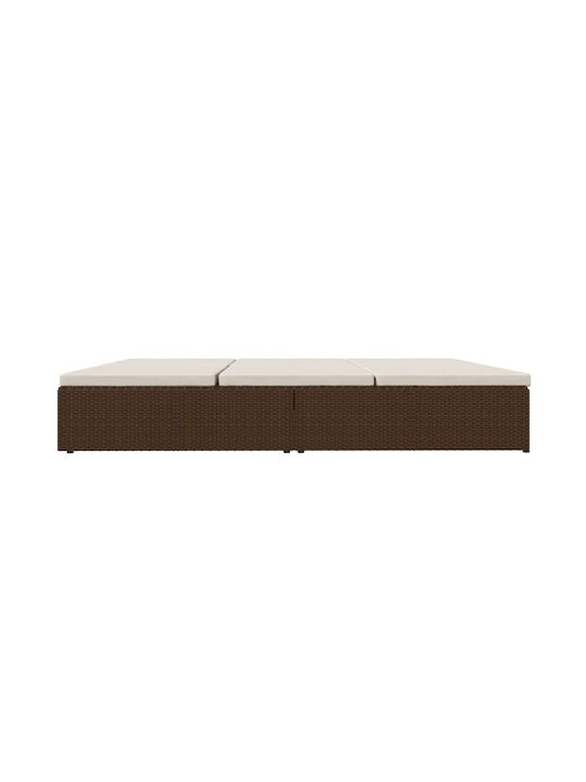 Liegestuhl-Bett Dreisitzer Rattan mit Kissen Braun 200x121x31cm.