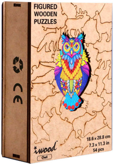 Ξύλινο Παιδικό Puzzle Κουκουβάγια για 7+ Ετών 54pcs iwood