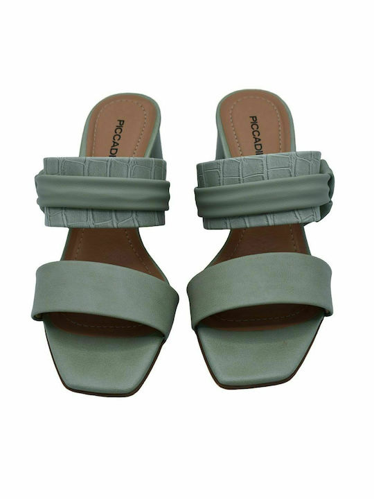 Piccadilly Anatomic Women's Sandals Green with Chunky Medium Heel