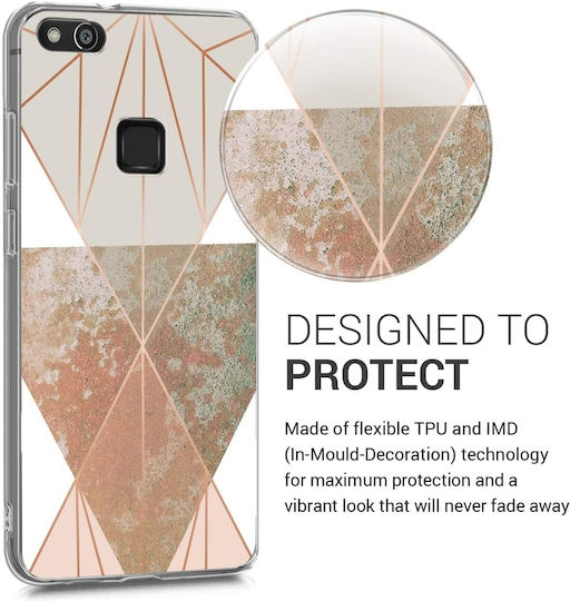 KWmobile IMD Design Задна корица Силикон Beige / Rose Gold / White (Huawei P10 Lite)