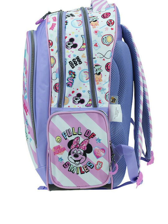 Back Me Up Minnie Go Lucky School Bag Backpack Elementary, Elementary in Purple color