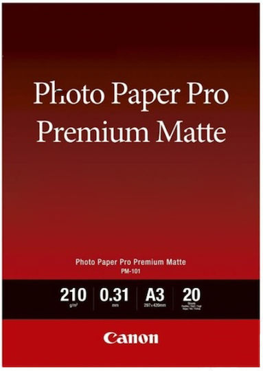 Canon PM-101 Φωτογραφικό Χαρτί Pro Premium Matte A3 210gr/m² για Εκτυπωτές Inkjet 20 Φύλλα