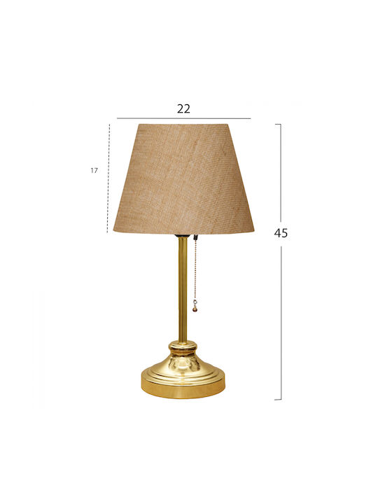 HomeMarkt Metal Table Lamp for Socket E27 with Beige Shade and Gold Base