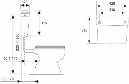 Spek Triton Wall Mounted Plastic Low Pressure Rectangular Toilet Flush Tank White