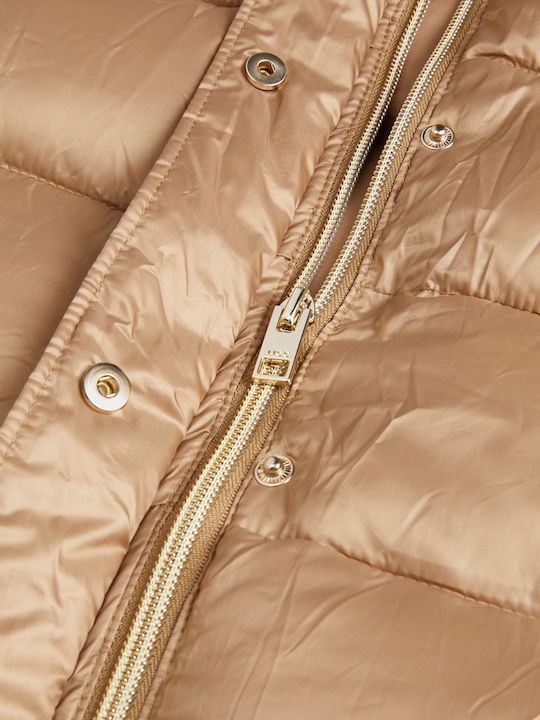 Kurz Damen Ärmellos Puffer Jacke für Winter Tigers Eye