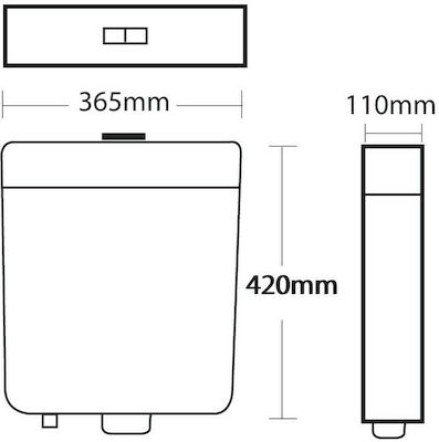 Gloria Turcese Perfect Wall Mounted Plastic High Pressure Rectangular Toilet Flush Tank White