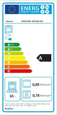 Zanussi ZOHEE2X2 Φούρνος άνω Πάγκου 65lt χωρίς Εστίες Π59.4εκ. Inox