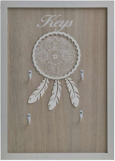 Click Wooden Wall Key Hook 5 Hooks 26x2x36cm