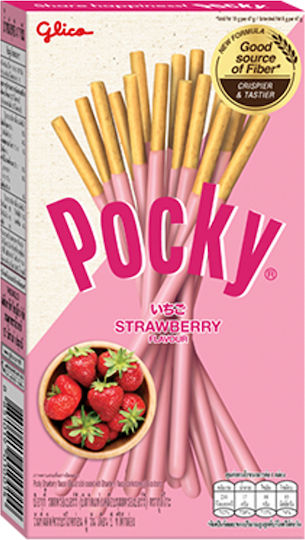 Glico Μπισκότα Pocky σε Στικς με Επικάλυψη Strawberry 47gr
