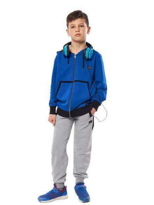 Hashtag Boys Hooded Sweatshirt with Zipper Blue