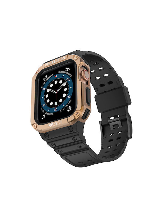 Hurtel Armored Watch Case & Armband Black/Gold (Apple Watch 38/40/41/42mm) Hurtel Armored Watch Case & Armband Black/Gold (Apple Watch 38/40/41/42mm)