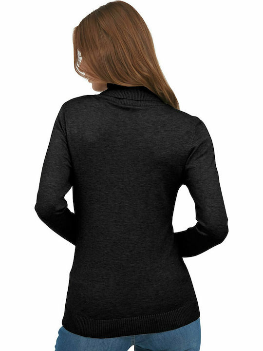 Byoung Pimba Women's Long Sleeve Sweater Turtleneck Black
