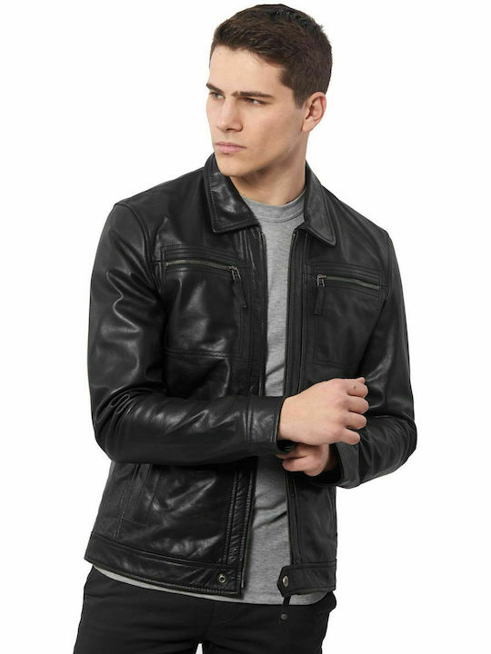 WHISKEY BUFFALO BLACK - AUTHENTIC MEN'S BLACK LEATHER JACKET