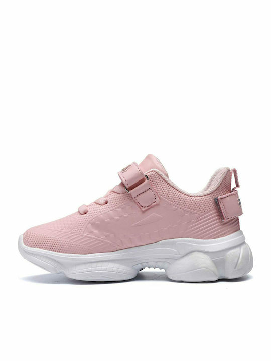 Waterproof Kids Sports Shoes Running with Hoop & Loop Closure Pink White