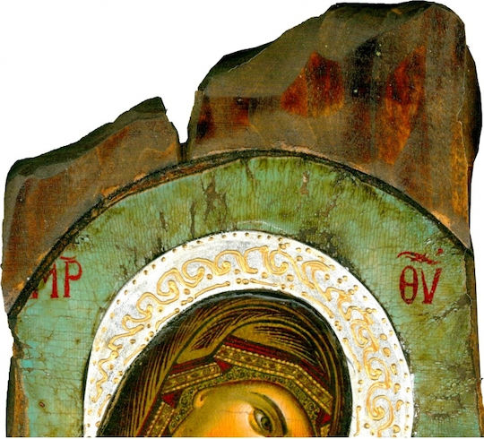 IconsGR Εικόνα Παναγία Βρεφοκρατούσα Ξύλινη 19x38εκ.