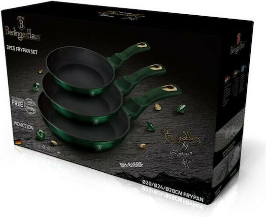Berlinger Haus Emerald Collection Set de tigăi din aluminiu Emerald Collection cu strat de piatră BH-6168 3buc