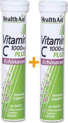 Health Aid Vitamin C Plus Echinacea Vitamin for Energy & Immune System Boost 1000mg Lemon 40 eff. tabs