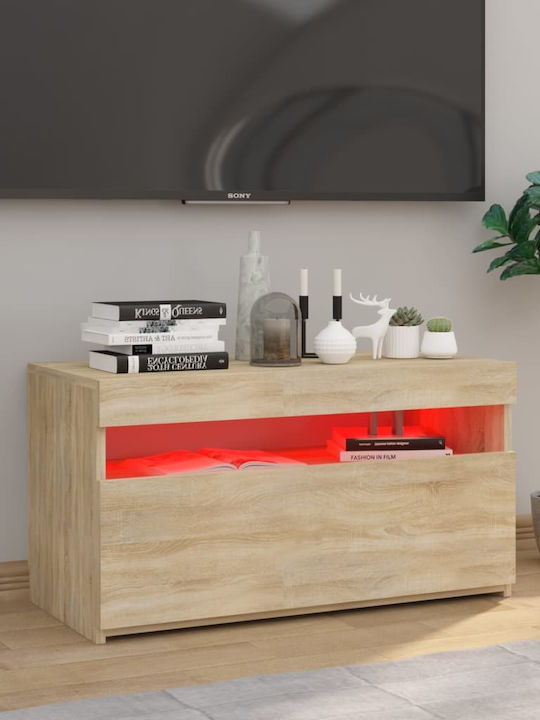 Έπιπλο Τηλεόρασης με Φωτισμό LED Μπεζ Μ75xΠ35xΥ40cm