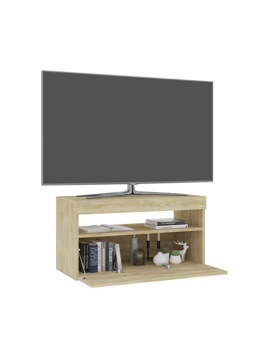 Έπιπλο Τηλεόρασης με Φωτισμό LED Μπεζ Μ75xΠ35xΥ40cm