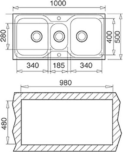 Teka Super Bowl 2 1/2C Ένθετος Νεροχύτης Inox Σατινέ Μ100xΠ50cm Ασημί