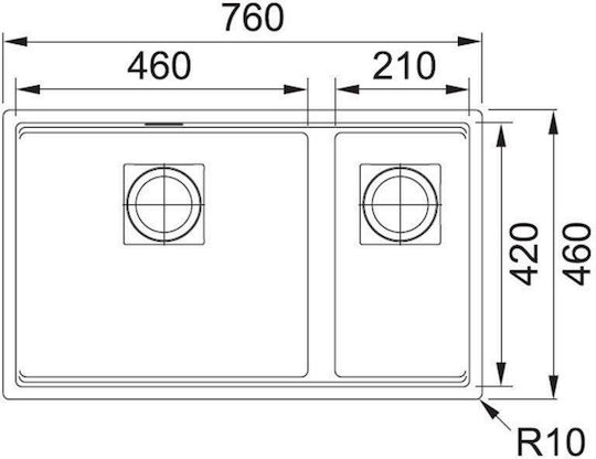 Franke Kubus 2 Kng 120 Υποκαθήμενος Αριστερός από Συνθετικό Γρανίτη Μ76xΠ46cm
