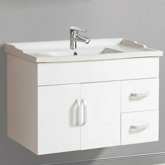 Gloria Waterproof Πάγκος με Νιπτήρα & Καθρέπτη με Φως Μ90xΒ46xΥ45cm Λευκός