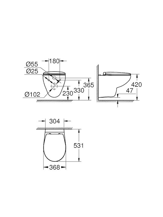 Grohe Bau Λεκάνη Κρεμαστή Rimless με Κάλυμμα Soft Close Λευκή