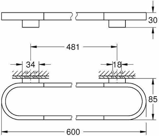 Grohe Selection Ράγα Μπάνιου Διπλή Επιτοίχια με Βίδες ​60x60cm Ασημί