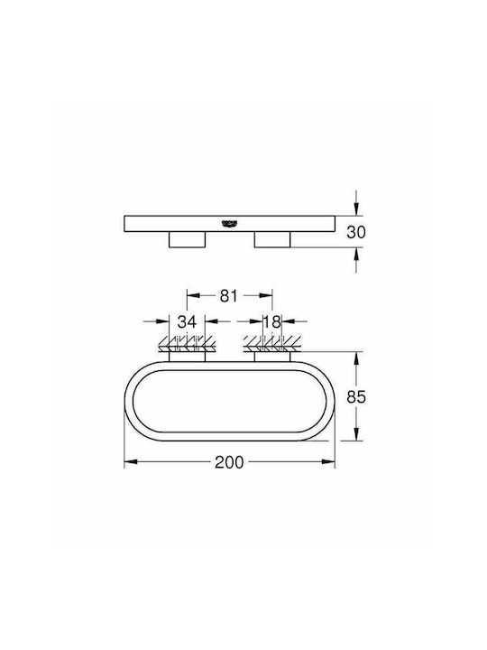 Grohe Selection Κρίκος Μπάνιου Μονός με Βίδες Chrome